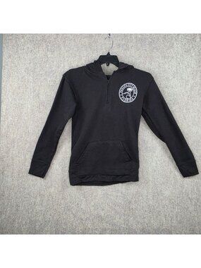 Sunsations Mens Half-Zip Black Hoodie With Logo Graphic Size S Cotton Blend